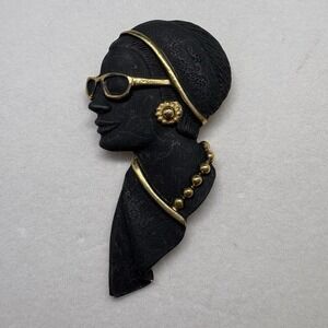 Vintage Women Pin Brooch Chic Black Gold